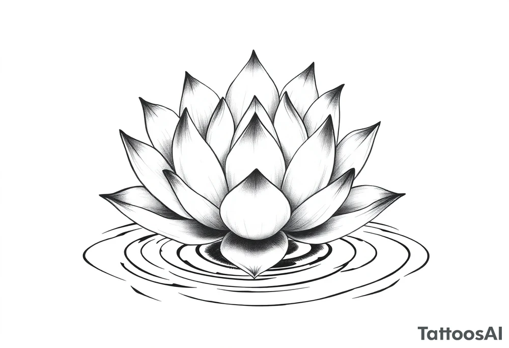 serene lotus flower emerging from sacred waters with ripples tattoo idea