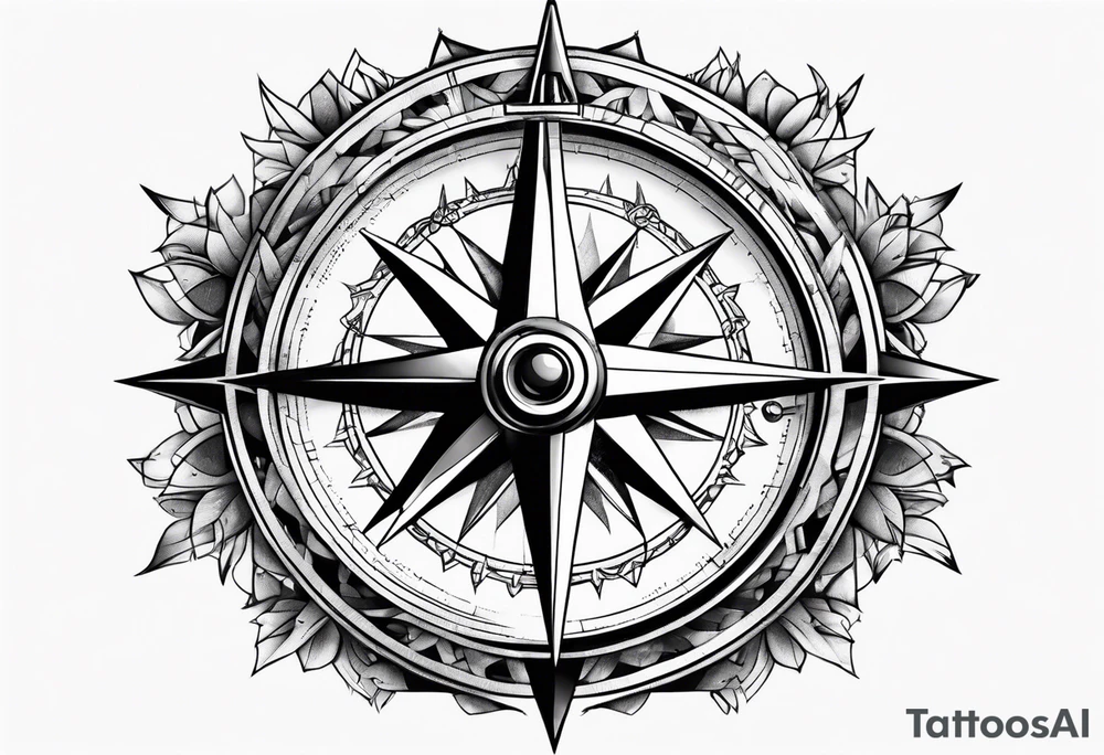 compass with broken chain tattoo idea