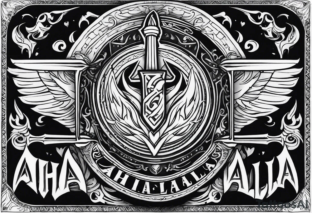 Valhalla sword shield fire tattoo idea