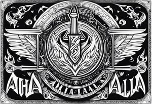 Valhalla sword shield fire tattoo idea