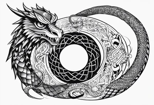 a snake, dragon and owl independent but together tattoo idea