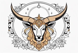 Beautiful taurus goddess tattoo idea