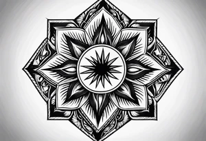 Sun drawing inside of a diamond shape tattoo idea