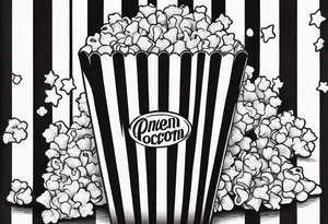 Traditional cinema Popcorn box with vertical stripes tattoo idea