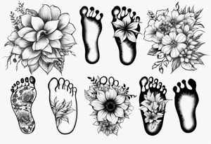 Baby Feet Made Of Flowers tattoo idea