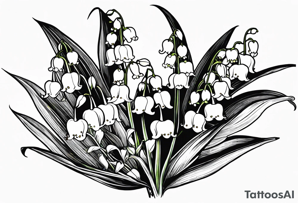 lily of the valley with other flowers incorporated with new Mexico. Very gentle and clean, minimal shading tattoo idea