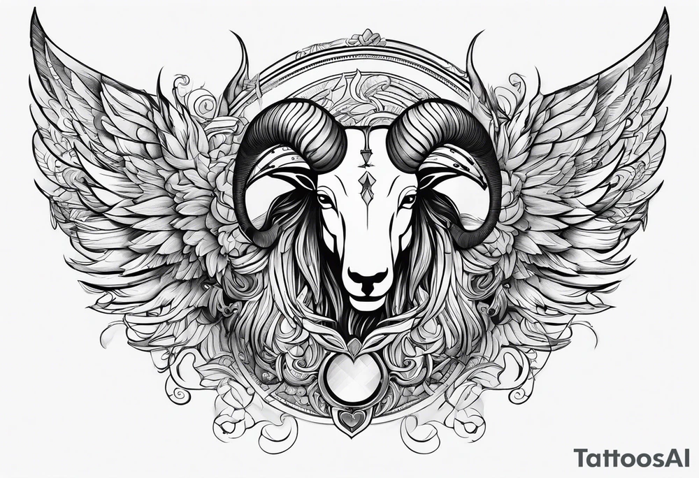 warrior ,
 ram's horns, angel's wings tattoo idea