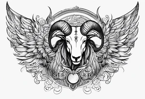warrior ,
 ram's horns, angel's wings tattoo idea