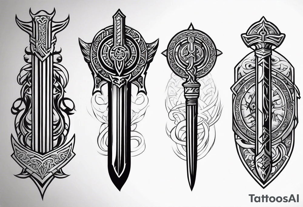 Valhalla viking 
Sword shield gods tattoo idea