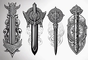 Valhalla viking 
Sword shield gods tattoo idea