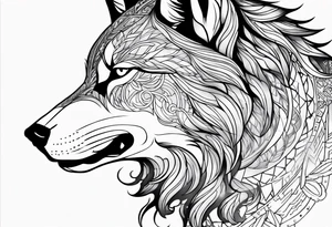 the warrior looks into the water and there is the reflection of a wolf tattoo idea