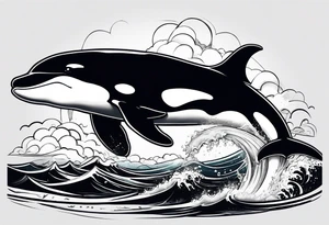 Killer whale that looks like it just won a fight with a shark tattoo idea