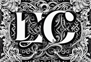 small fine line art with the letters L and C without brackground. focus is on the letters tattoo idea