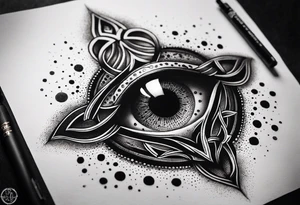 Triquetra tattoo with an eye dripping blood in the center of the pattern. tattoo idea