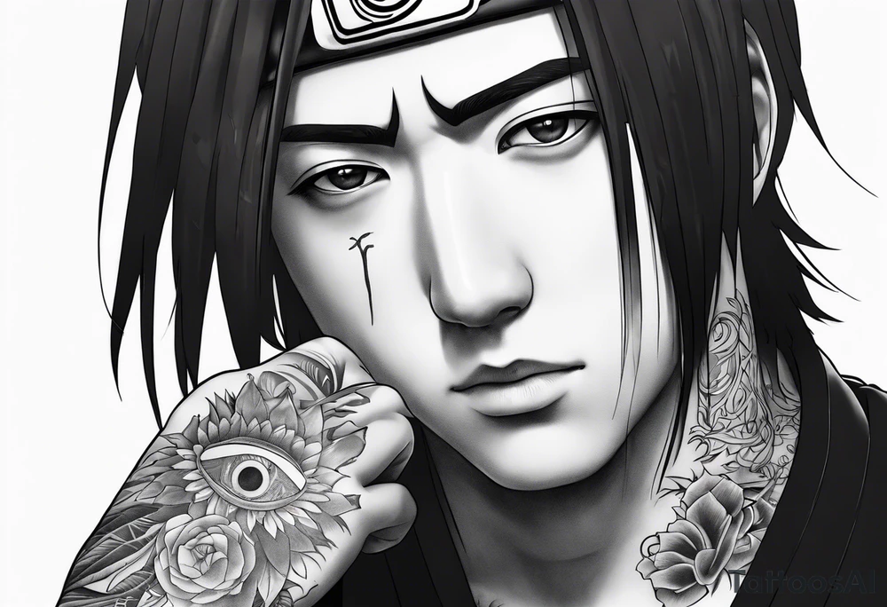 Tatto with Itachi and his mangekyou tattoo idea