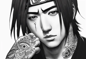 Tatto with Itachi and his mangekyou tattoo idea