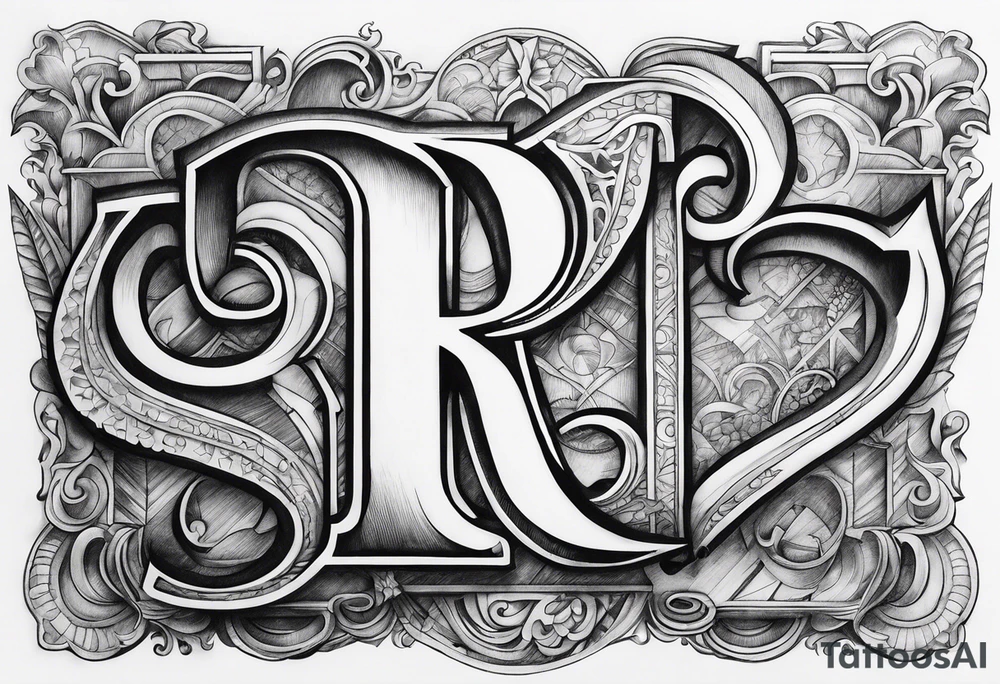 The letters AR together with the words always ready going down the side of the letters tattoo idea