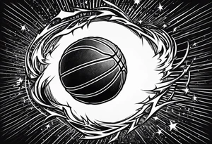 Basketball as a shooting star in a black hole that’s a basketball hoop tattoo idea