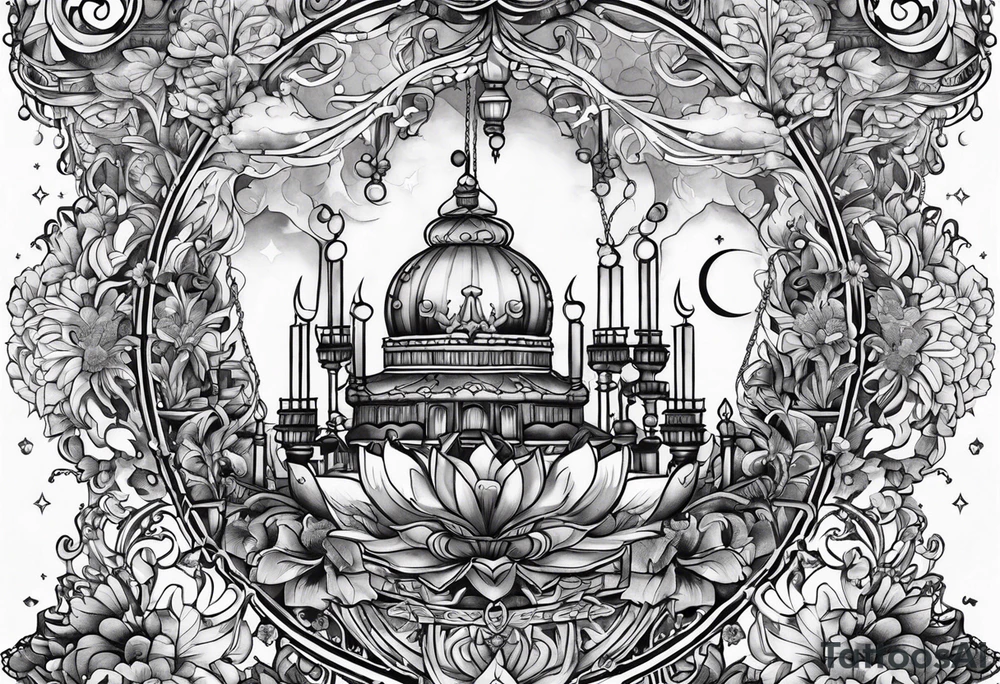 Moon chandelier tattoo idea