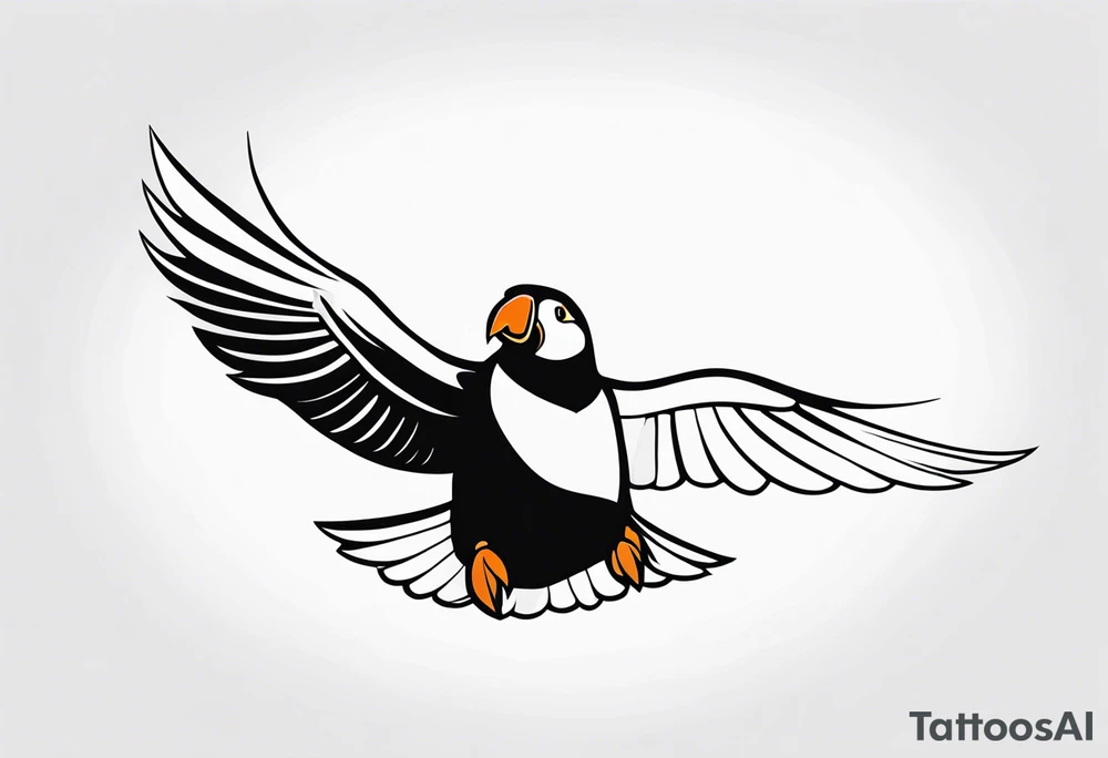 a flying puffin with black wings
 -  forarm Tattoo tattoo idea