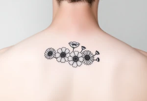 Small flower bouquet with order of flowers, daisy, cosmo, poppy, chrysanthemum, cosmo tattoo idea