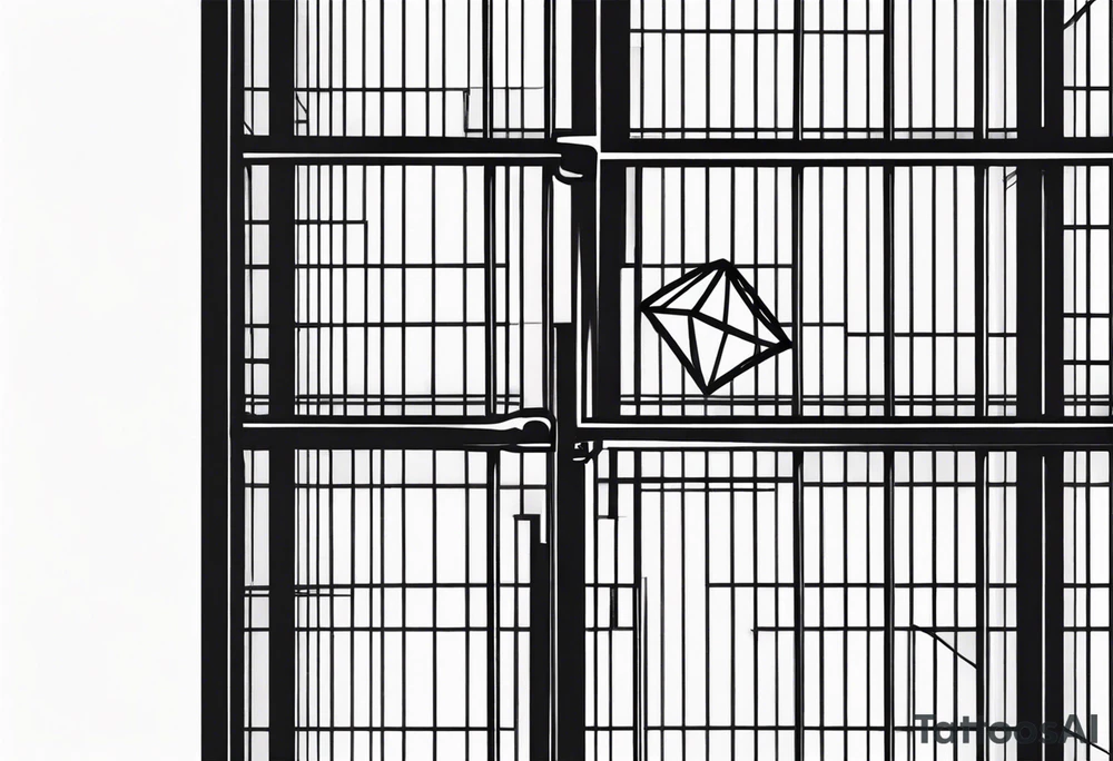a diamond locked behind prison bars - minimal tattoo idea a diamond locked behind prison bars - minimal tattoo idea