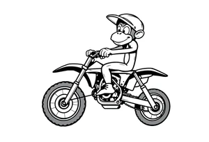 Cartoon monkey with helmet on a dirtbike doing a wheelie tattoo idea