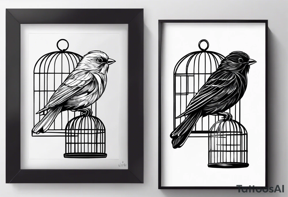 Birdie set free from cage tattoo idea