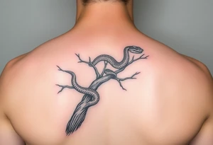 Snake climb on the tree tattoo idea