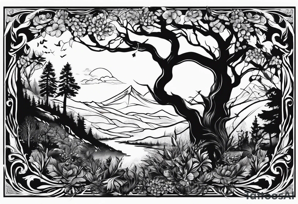 Bäume silhouette tattoo idea