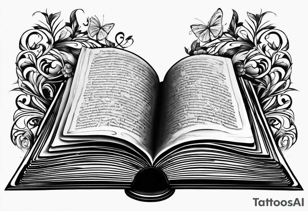 A open book with pages surrounding it tattoo idea A open book with pages surrounding it tattoo idea