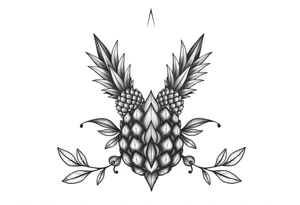 Bushy crown pineapple vagina,  design to go over vagina , erotic vagina  area design, anus to be at the bottom tattoo idea