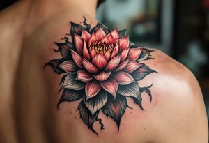 animal and lotus (make red and black) tattoo idea