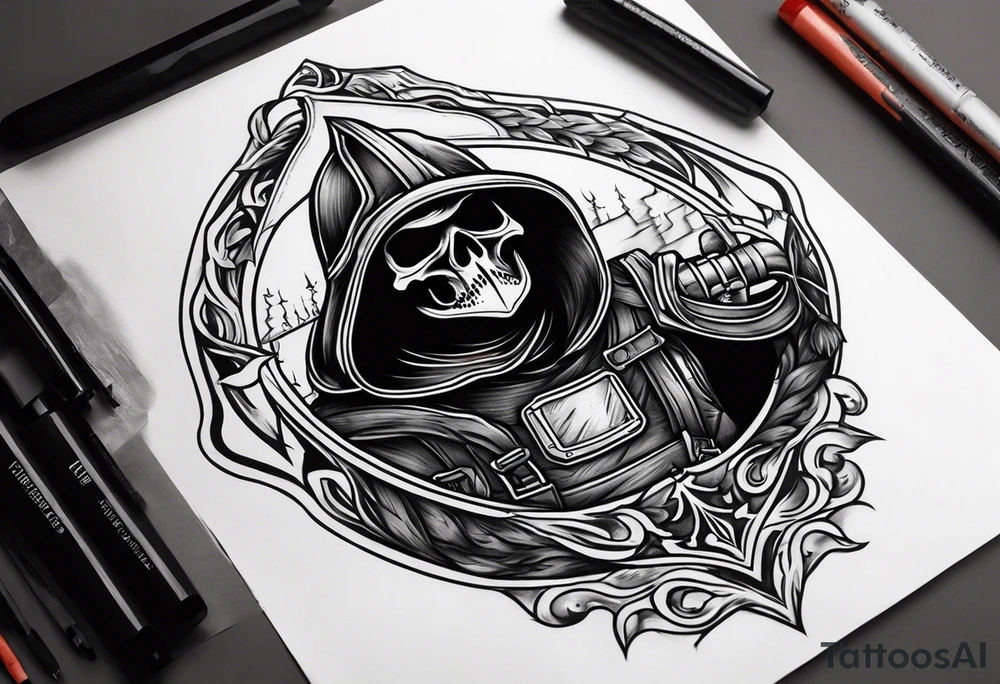Grim reaper firefighter tattoo idea