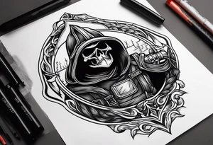 Grim reaper firefighter tattoo idea