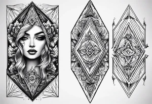 simple Dimond shape split in half tattoo idea