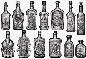 Old alcohol bottles tattoo idea