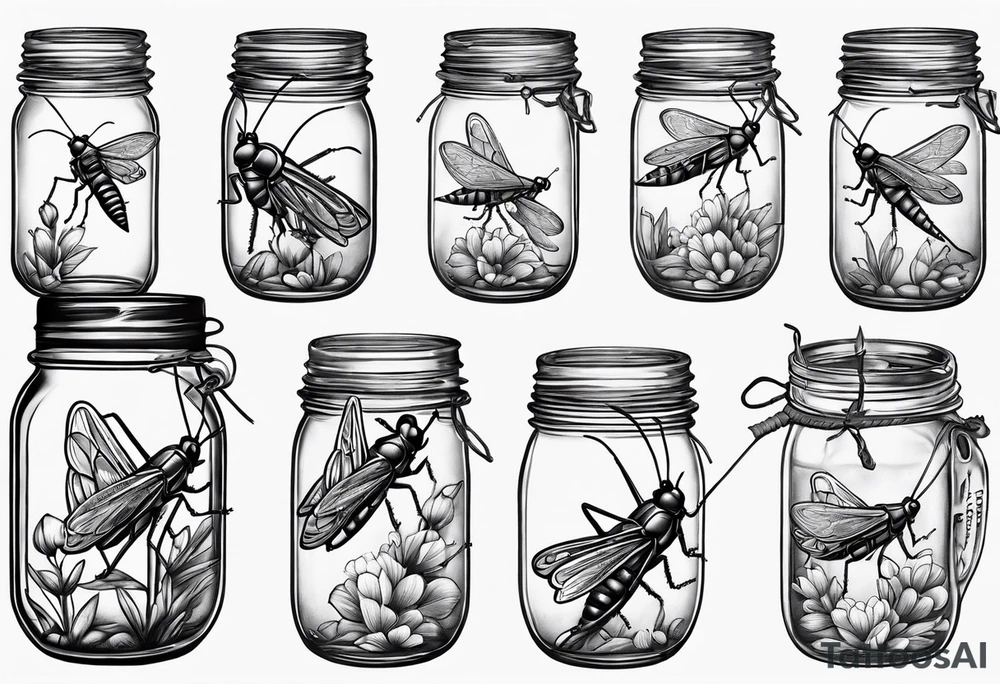 grasshopper in a mason jar tattoo idea