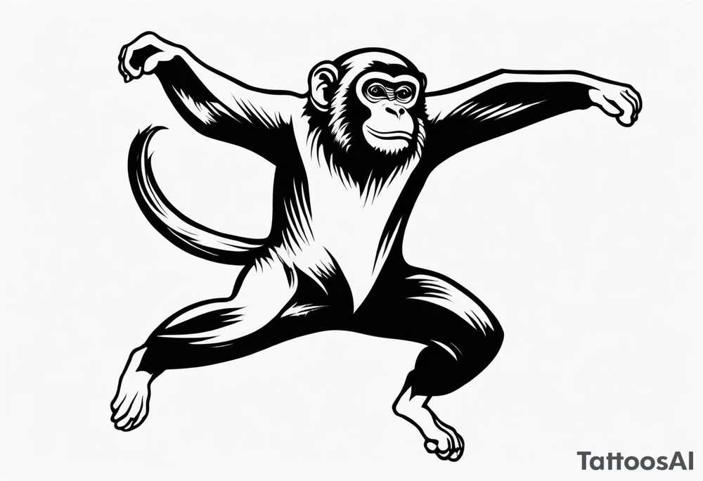 traditional japanese art jumping monkey tattoo idea