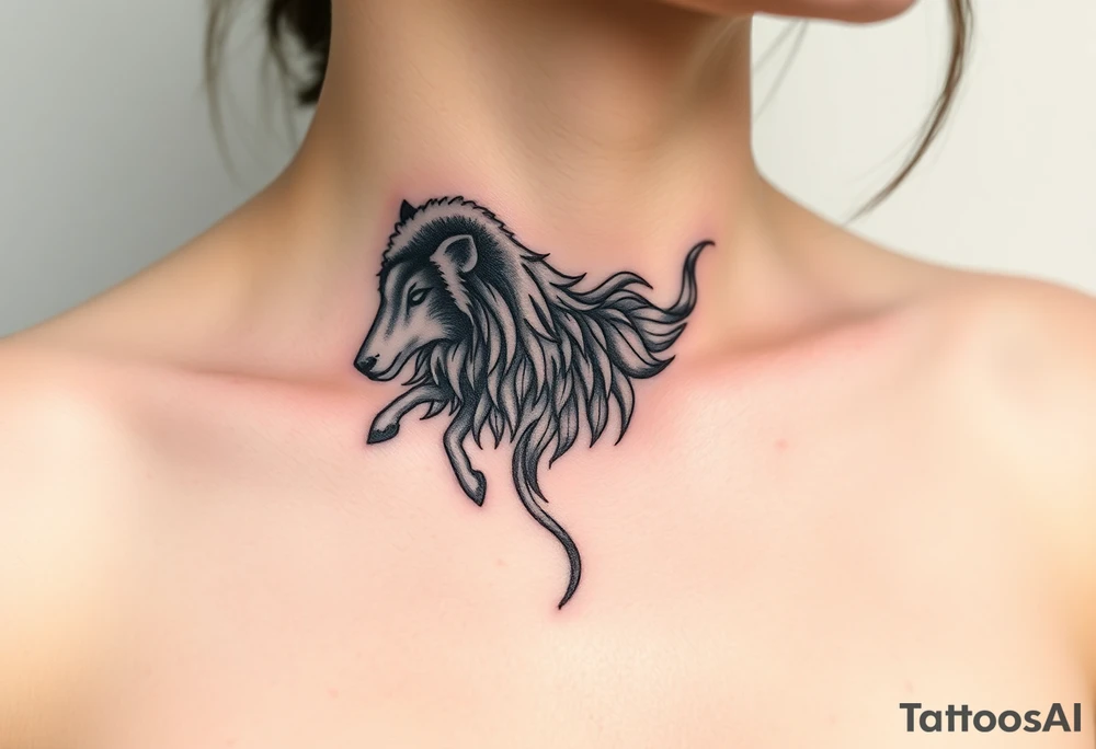A sheep wolf mystical creature tattoo idea