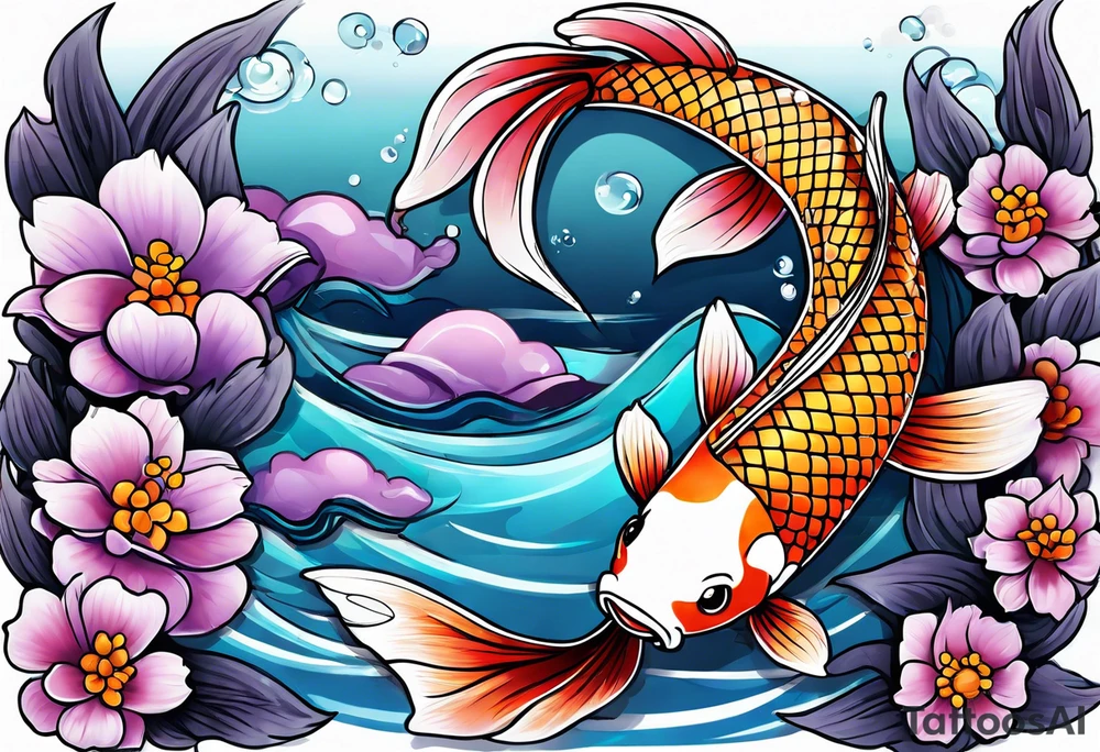 Lavender koi tattoo idea