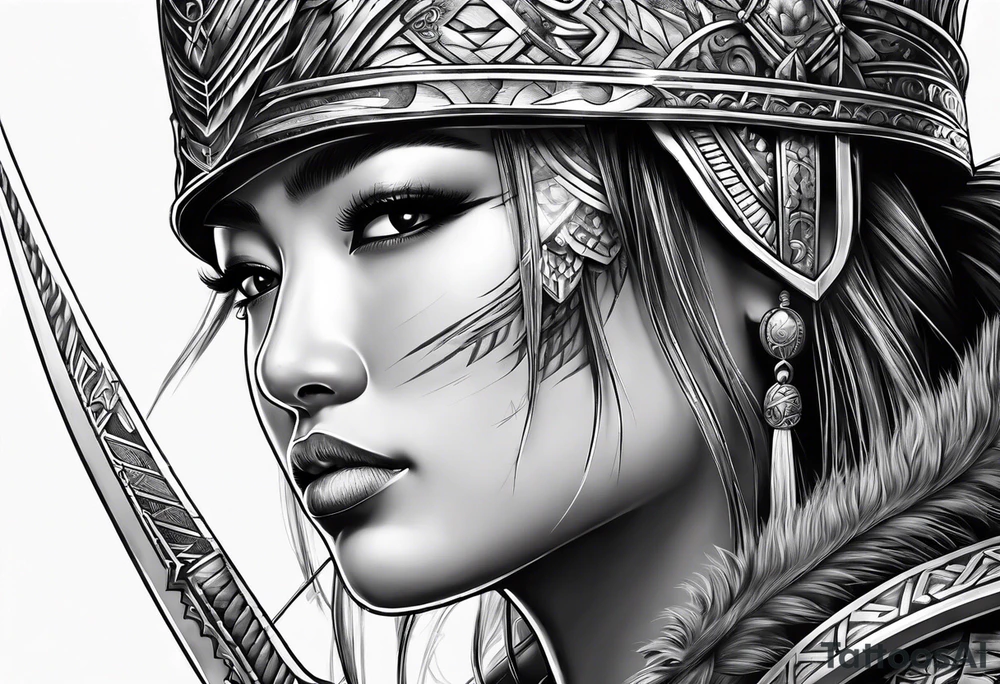 Ilocano warrior pretty face sword arrows alibaba tattoo idea