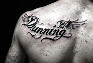 Dunning, details include Sharp falcon wing, manly bold roman font,tribal design tattoo idea