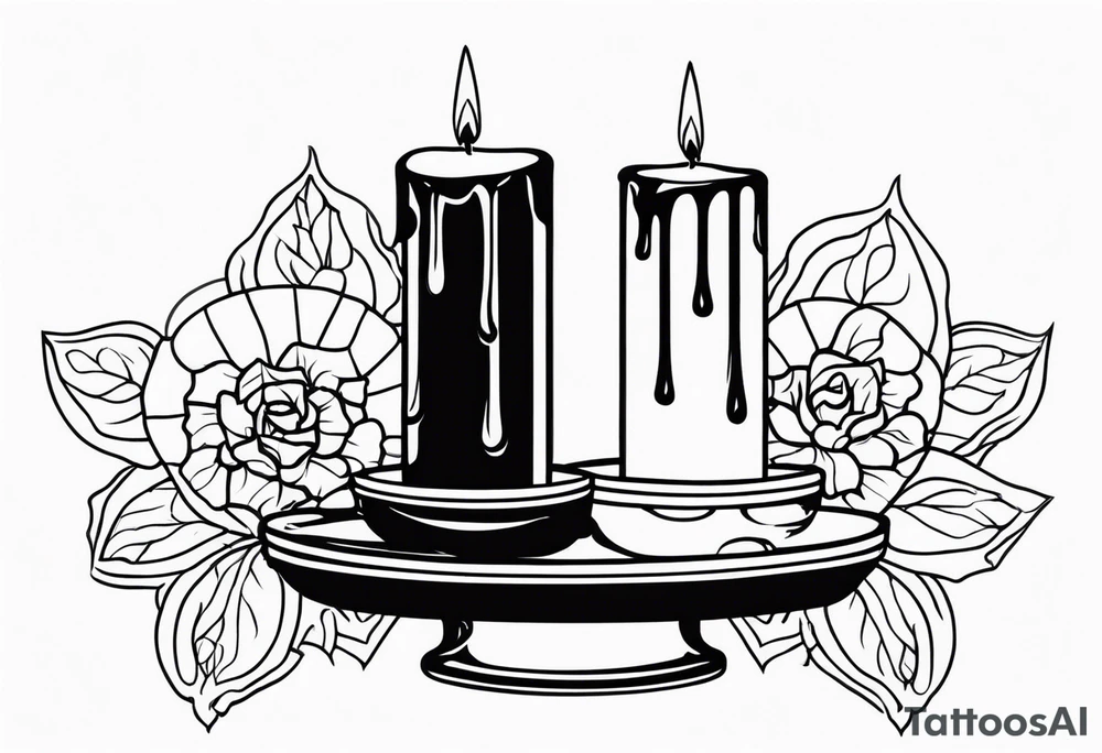 Old style drip candle with holder tattoo idea