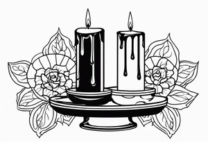 Old style drip candle with holder tattoo idea