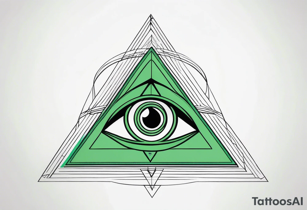 Third eye in green in a triangular setting tattoo idea