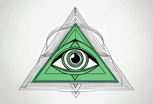 Third eye in green in a triangular setting tattoo idea