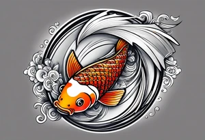 Pez koi en forma del símbolo ying yang tattoo idea