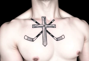 Cross made with hockey sticks tattoo idea
