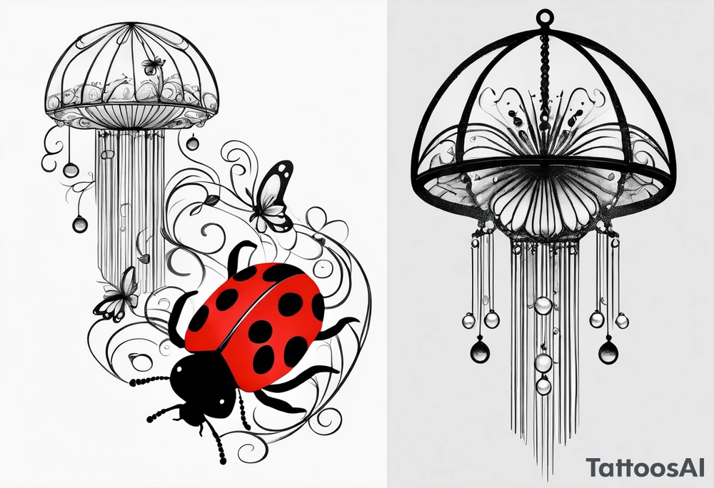 combination of a ladybug, the letter ‘s’, a jellyfish and a swing tattoo idea